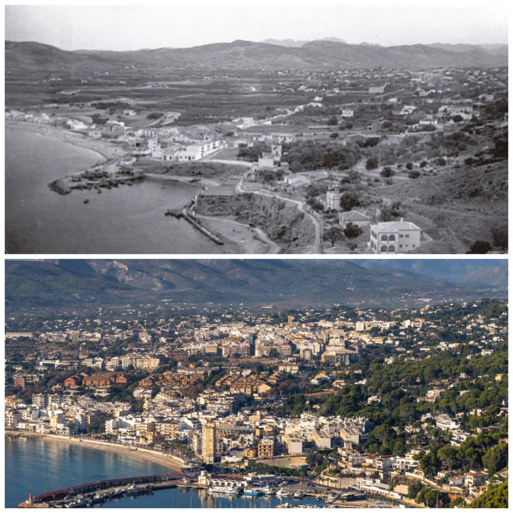 El puerto de Jávea en los años 60-70 y en la actualidad.